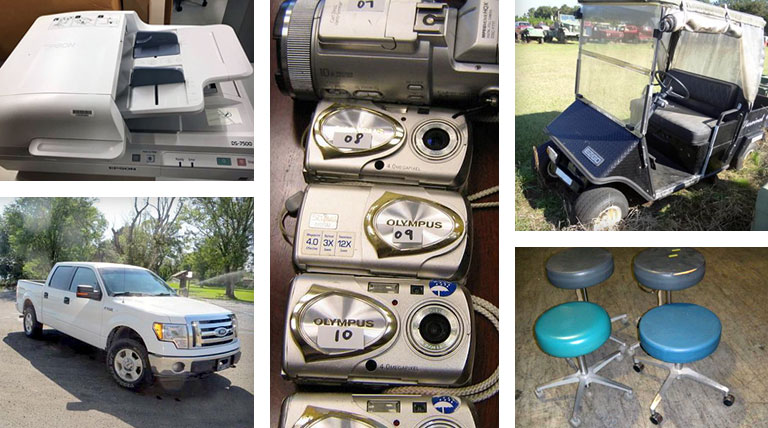 Collage of items for sale, furniture, vehicles, electronics, office equipment